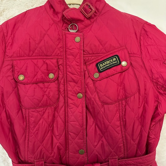 Barbour Women's Fuchsia Quilted Utility Jacket Size 14 - Picture 4 of 7